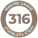 Marine-Grade Stainless Steel: Strength for Security Screen Doors Logo highlighting marine-grade stainless steel for premium mesh security screens and safety screen doors.